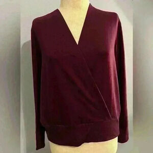 APANA Plum Dewdrop Wrap Long Sleeve Top Medium